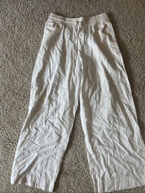 Women’s White Linen Drawstring Pants